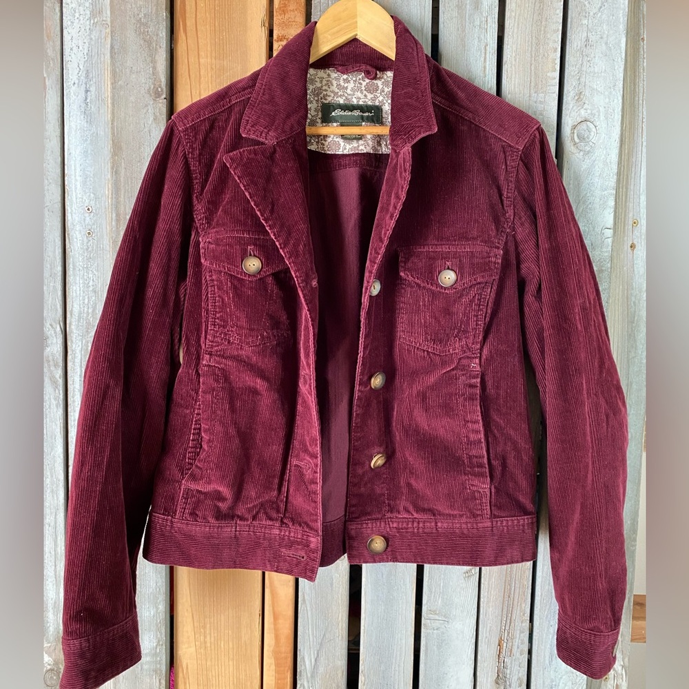 Eddie Bauer burgundy velvet corduroy jacket